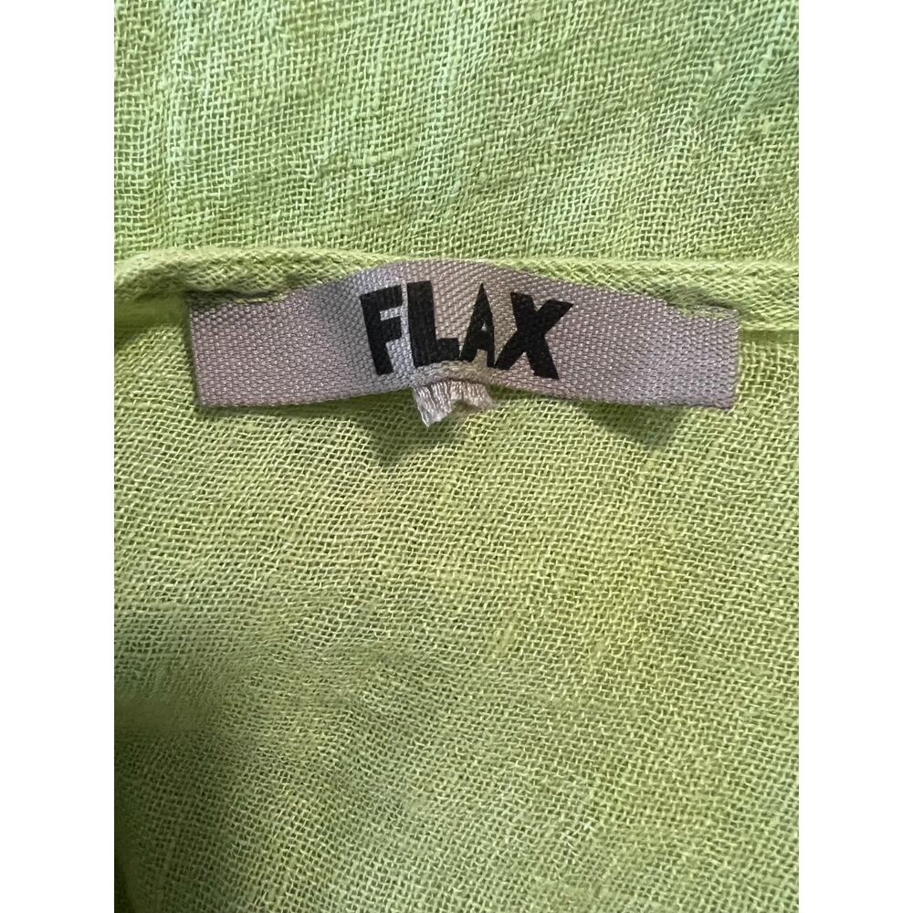 FLAX EUC Lime Green 3/4 Sleeve Pullover V-Neck Tunic Top Dress Lagenlook M/L - Picture 4 of 7